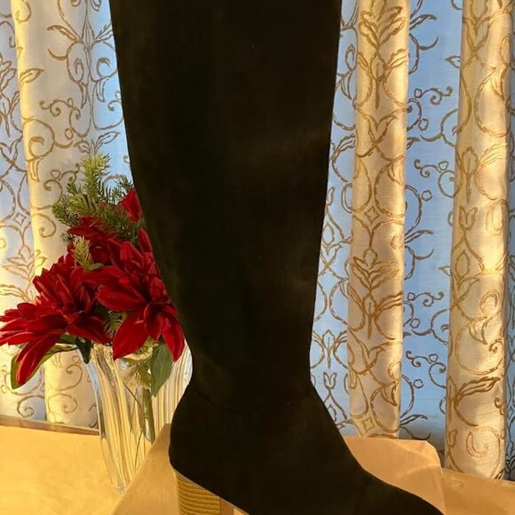 Women's Black Faux Suede High-Heel Boots NWOT Size 6 U.S./Size 37 EUC $Reduced - Picture 5 of 10